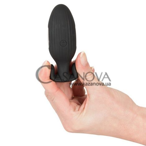 Основное фото Анальная пробка с вибрацией XouXou Vibrating E-Stim Butt Plug чёрная 9,2 см