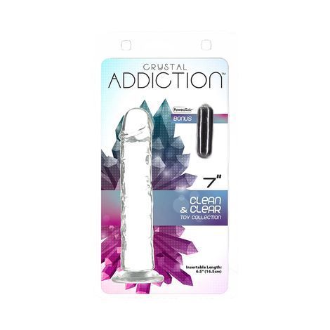 Основне фото Фалоімітатор на присосці з віброкулею Addiction Crystal Clean & Clear Toy Collection 7" прозорий 17,8 см