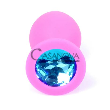 Основне фото Анальна пробка Plug-Jewellery BS6400085 рожева з блакитним каменем 8 см