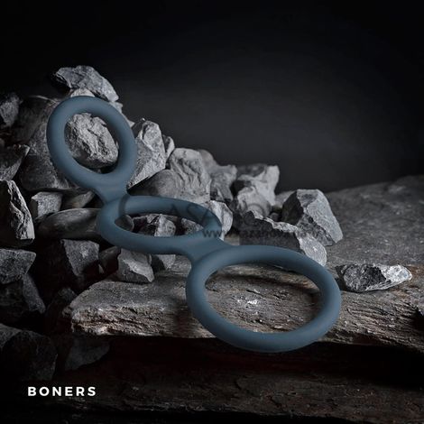 Основное фото Эрекционное кольцо тройное Boners Triple Cock Ring серое