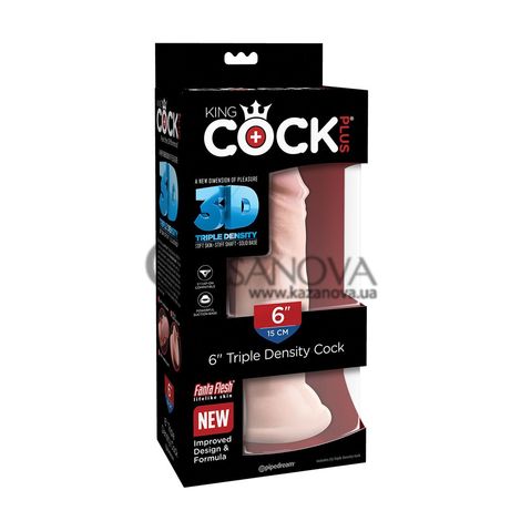Основне фото Фалоімітатор King Cock® Plus 6" Triple Density Cock тілесний 18,4 см