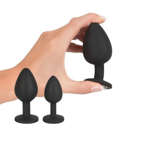 Основне фото Набір для анального сексу You2Toys Black Velvets Anal Kit Douche + 3 Jewel Butt Plugs чорний з прозорим кристалом