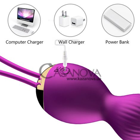 Основне фото Вагінальні кульки Boss Series Vibrating Silicone Kegel Balls фіолетові