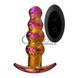 Дополнительное фото Анальная пробка с вибрацией Dream Toys Glamour Glass Remote Vibe Beaded Plug разноцветная 13,9 см