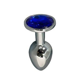 Основне фото Анальна пробка Alive Mini Metal Butt Plug S срібляста з синім 7 см