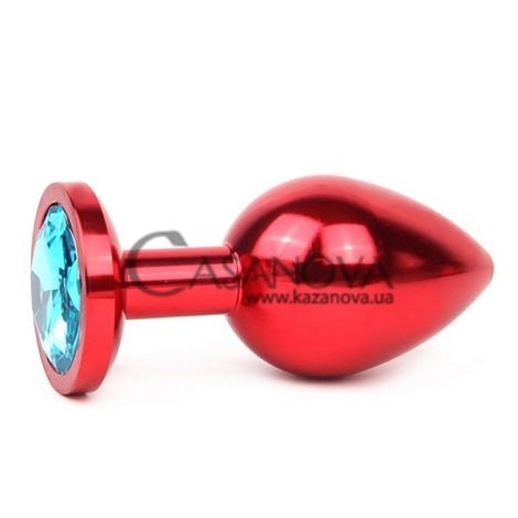 Основное фото Анальная пробка Anal Jewelry Plugs Medium красная с голубым кристаллом 8,2 см