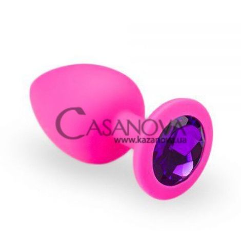 Основное фото Анальная пробка Crystal Anal Plug M розовая фиолетовым кристаллом 8,5 см