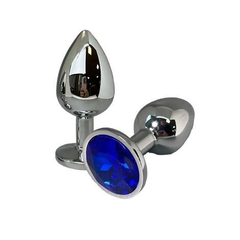 Основне фото Анальна пробка Alive Mini Metal Butt Plug S срібляста з синім 7 см