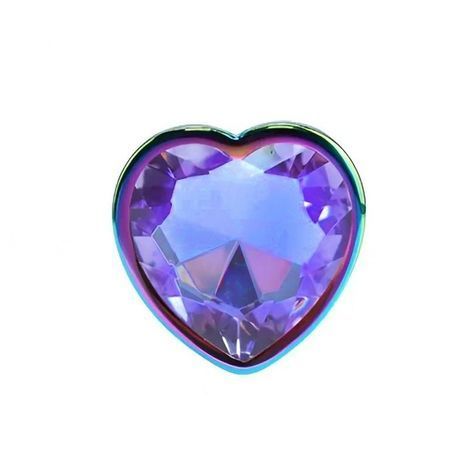 Основное фото Анальная пробка EGZO Multicolor Heart Plug S разноцветная с сиреневым кристаллом 7 см