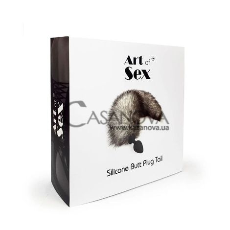 Основное фото Анальная пробка с хвостом Art Of Sex Silicone Butt Plug Tail M чёрная с серым 6,8 см