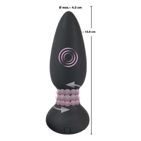 Основное фото Анальная вибропробка с ротацией Black Velvets Remote Controlled Rotating & Vibrating Plug чёрная 14 см