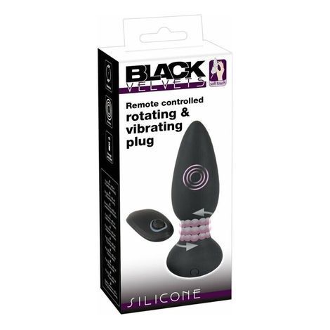 Основное фото Анальная вибропробка с ротацией Black Velvets Remote Controlled Rotating & Vibrating Plug чёрная 14 см