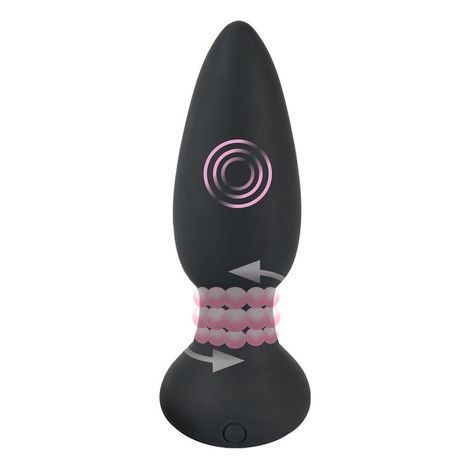 Основное фото Анальная вибропробка с ротацией Black Velvets Remote Controlled Rotating & Vibrating Plug чёрная 14 см