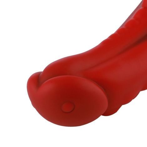 Основное фото Фаллоимитатор-насадка Hismith 8.35" Curved Silicone Dildo Red Monster Series красный 21 см