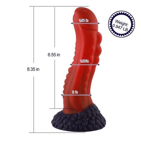 Основное фото Фаллоимитатор-насадка Hismith 8.35" Curved Silicone Dildo Red Monster Series красный 21 см