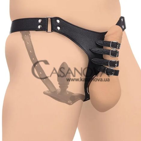 Основное фото Пояс верности с анальной пробкой Xr Brands Strict Male Chastity Harness With Silicone Anal Plug чёрный
