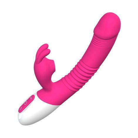 Основне фото Rabbit-вібратор з функцією нагріву Boss of Toys Silicone Vibrator USB 7 Powerful Licking рожевий з білим 23,1 см