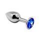 Додаткове фото Анальна пробка Alive Mini Metal Butt Plug S срібляста з синім 7 см