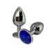Додаткове фото Анальна пробка Alive Mini Metal Butt Plug S срібляста з синім 7 см