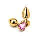 Дополнительное фото Анальная пробка EGZO Gold Heart Plug S золотистая с розовым кристаллом 7 см