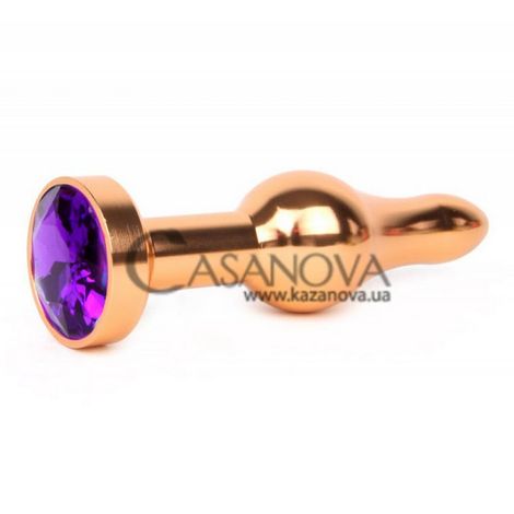 Основное фото Анальная пробка Anal Jewelry Plugs золотистая с фиолетовым кристаллом 10,3 см