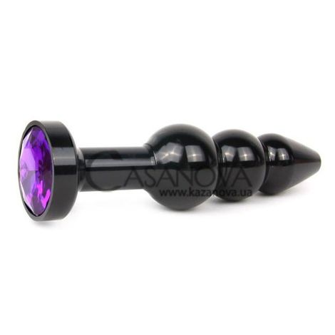 Основное фото Анальная пробка Anal Jewelry Plugs QBCK-04 чёрная с фиолетовым кристаллом 11,3 см