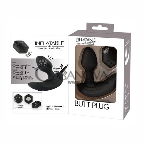 Основное фото Надувной анальный вибростимулятор Inflatable Butt Plug чёрный 10,7 см