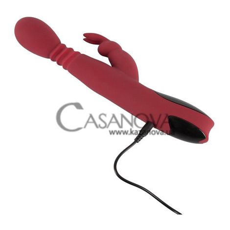 Основное фото Rabbit-вибратор с ротацией, пульсацией и функцией нагрева Rechargeable Massager For Her красный 26,5 см