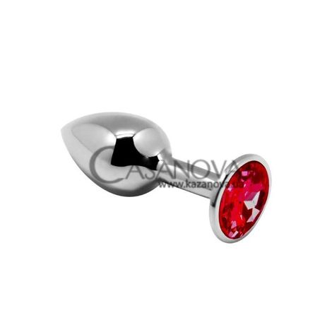 Основне фото Анальна пробка Alive Mini Metal Butt Plug M срібляста з червоним 8 см