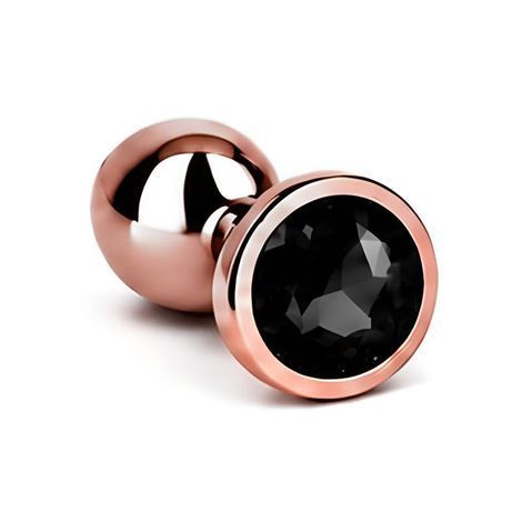 Основне фото Анальна пробка EGZO Dark Gold Round Plug S золотиста з чорним кристалом 7 см