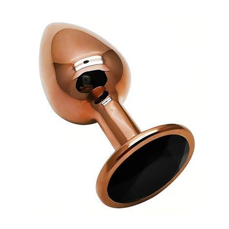 Основне фото Анальна пробка EGZO Dark Gold Round Plug S золотиста з чорним кристалом 7 см