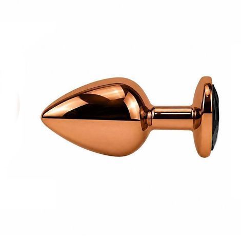 Основне фото Анальна пробка EGZO Dark Gold Round Plug S золотиста з чорним кристалом 7 см