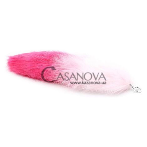 Основное фото Анальная пробка Faux Fur Fox Tail серебристая с розовым хвостом 7 см