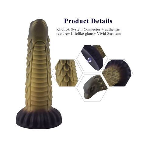 Основне фото Фалоімітатор-насадка Hismith 8.5" Squama Beast Silicone Dildo Monster Series зелений 21,5 см