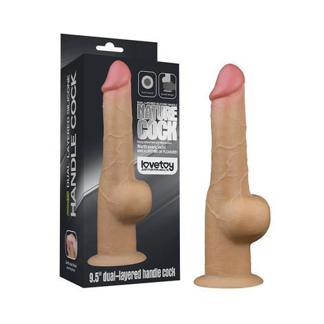 Основное фото Реалистичный фаллоимитатор на присоске Lovetoy Nature Cock 9.5 Dual Layered Handle Cock телесный 25 см