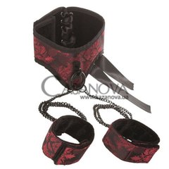 Основне фото Набір для бондажу Scandal Posture Collar with Cuffs червоно-чорний