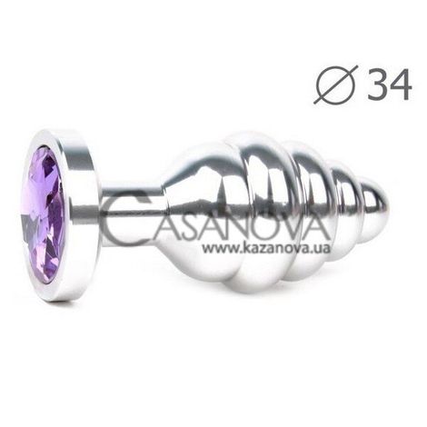 Основное фото Анальная пробка Anal Jewelry Plugs Medium серебристая со светло-фиолетовым 8 см