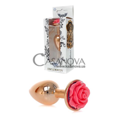 Основне фото Анальна пробка Boss of Toys Plug Jewellery Exclusivity Rose золотиста з червоною трояндою 7 см