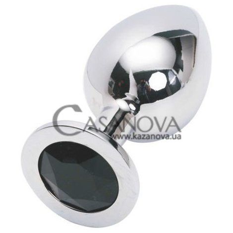Основное фото Анальная пробка Anal Jewelry Silver Plug Large серебристая с чёрным 9,5 см