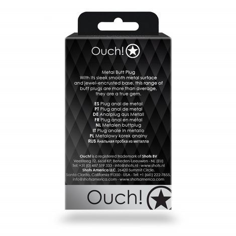 Основное фото Металлическая анальная пробка Ouch! Round Gem S серебристая с прозрачным кристаллом 7 см