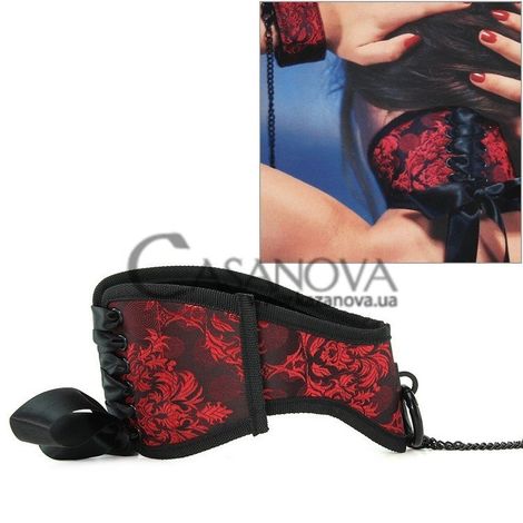 Основное фото Набор для бондажа Scandal Posture Collar with Cuffs красно-чёрный