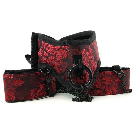 Основное фото Набор для бондажа Scandal Posture Collar with Cuffs красно-чёрный