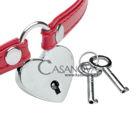 Основне фото Нашийник із замком Master Series Leather Choker With Lock And Key червоний