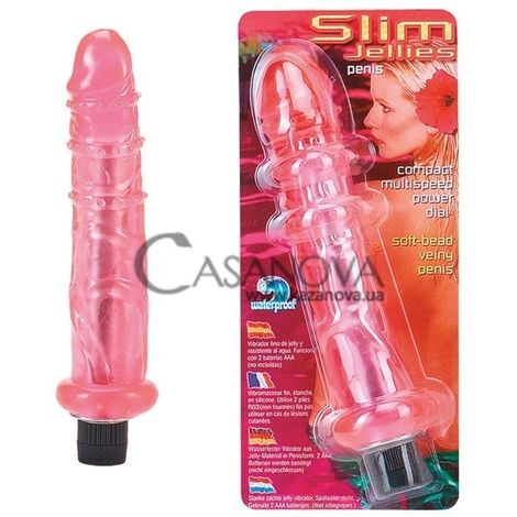 Основное фото Вибратор Slim Jellies Penis розовый 17,5 см