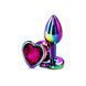 Дополнительное фото Анальная пробка EGZO Multicolor Heart Plug M разноцветная с малиновым кристаллом 8,2 см