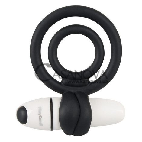 Основное фото Двойное эрекционное виброкольцо PlayCandi Lollipop чёрно-белое