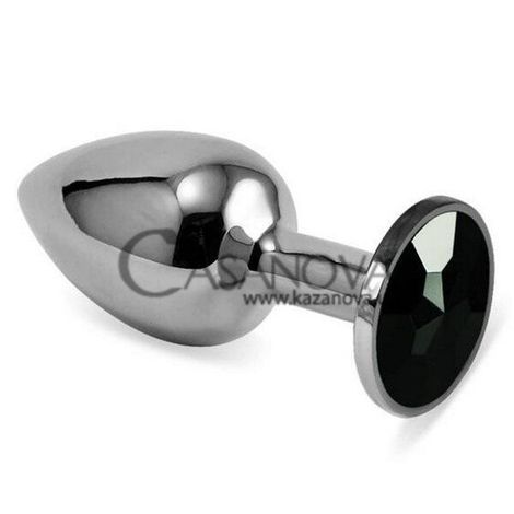 Основное фото Анальная пробка с кристаллом Rosebud Classic S серебристая с чёрным 7,5 см