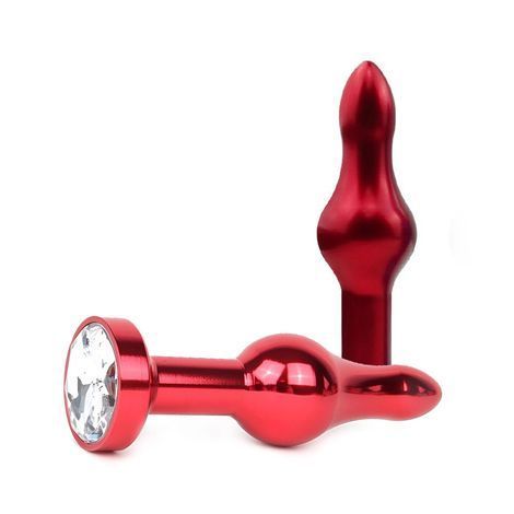 Основное фото Анальная пробка Anal Jewelry Plugs красная с прозрачным кристаллом 10,3 см