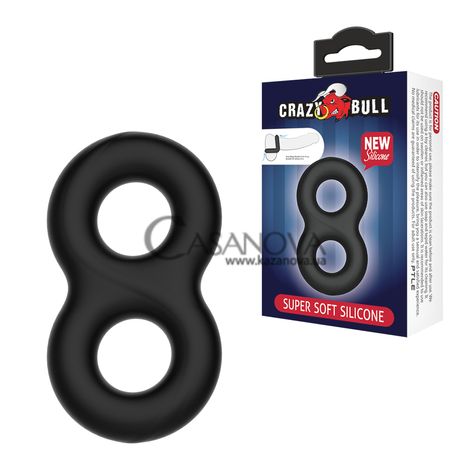 Основное фото Двойное эрекционное кольцо Lybaile Crazy Bull Super Soft Silicone чёрный
