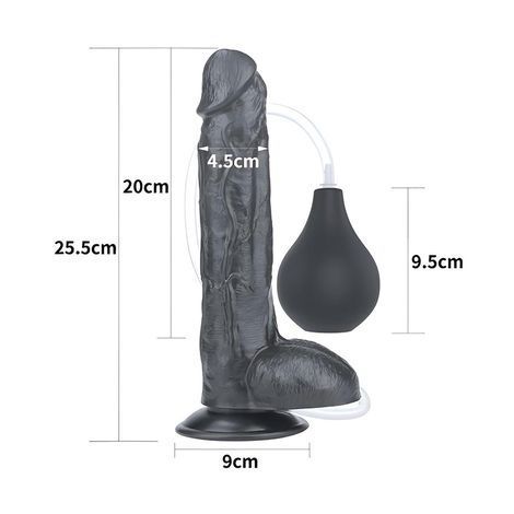 Основное фото Реалистичный фаллоимитатор с эякуляцией на присоске Lovetoy Squirt Extreme Dildo 10" чёрный 25,5 см